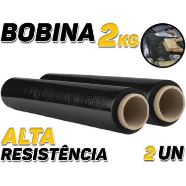 Imagem de Kit 2 Rolos Bobina Filme Stretch Preto 500x30 C/ 100m 2kg - Brester