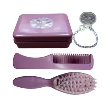 Imagem de Kit Banho Higiene Bebê Pente Escova Saboneteira Prendedor De Chupeta -