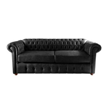 Imagem de 1 Sofá Chesterfield Capitone Luiz XV CouroEco 2M - Preto /  Recepção, 
