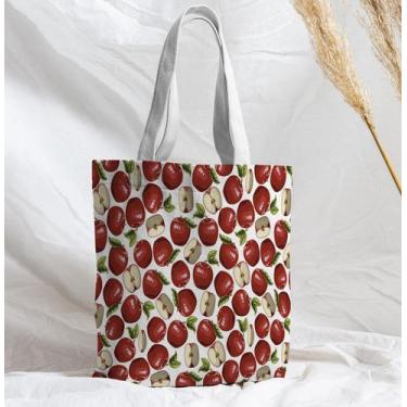 Imagem de Bolsa Sacola Artesanal de Tecido Maças - Fabrika de Festa