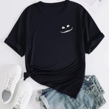 Imagem de Camisa Feminina Baby Look Básica Dark Gato Tumblr - SEMPRENALUTA, Pret