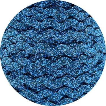 Imagem de Fita Poliéster Trançado Azul Holográfico 7mm 10 Metros Arte - Macall