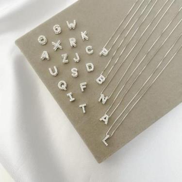 Imagem de Colar Letra Inicial Cravejada com Zircônias Prata 925 - Gioh Joias
