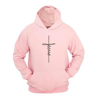 Imagem de Moletom Masculino Canguru Estampa Religião com Capuz - Ragor, Rosa, M