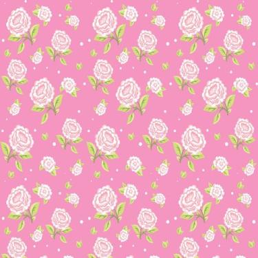 Imagem de Papel De Parede Adesivo Floral Vinil Flores Rosas Fundo Rosa Padrão - 