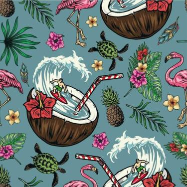 Imagem de Papel De Parede Temático Tropical Água De Coco - 3,30x0,50m - DEKAL DE