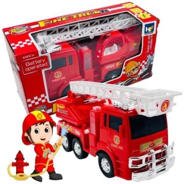 Imagem de Brinquedo Caminhão Bombeiro a pilha com Luz som e movimento - Toy King