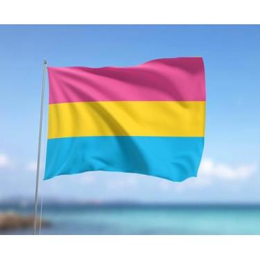 Imagem de Bandeira Pansexual LGBTQIA+ 80cmx140cm Tecido Oxford 100% Poliéster - 