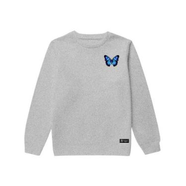 Imagem de Blusão Moletom Infantil Borboleta Personalizado sem Capuz gola Redonda