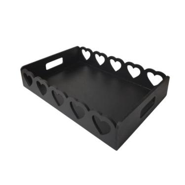 Imagem de Bandeja retangular em mdf com borda coração - FESHOP, PRETO