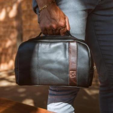 Imagem de Necessaire Unissex Frasqueira Viagem Couro Legítimo Funcional-Unissex