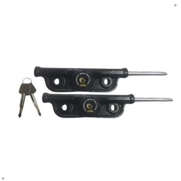 Imagem de Fechadura Sobrepor Trava Lateral Porta Aço Enrolar Tetra Par Cor Preto