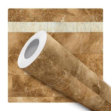 Imagem de Papel de Parede Vinílico Mármore Pedra Marrom Sala Quarto 10m - DELIQU