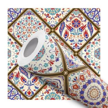 Imagem de Papel De Parede Adesivo Lavável Cozinha Azulejo Português Colorido Ban