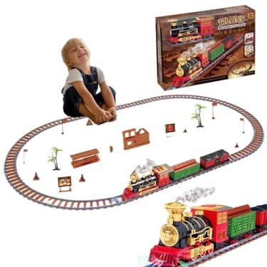 Imagem de Conjunto de trem ferroviário de Natal, Conjunto de trem de Natal para criança,Brinquedo de trem elétrico de Natal com som | Conjunto de trilhos de trem movidos a bateria, trens modelo infantil para me