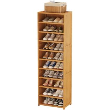 Imagem de Sapateira estreita para sapateira fina de bambu de 11 camadas, organizador de sapatos vertical com porta respirável para guarda-roupas, armários, entradas, 40 x 33 x 160 cm