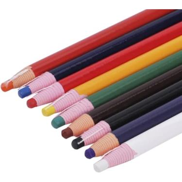 Imagem de 9 peças de lápis de cera de graxa para vidro, roupas, celofane, tecido, madeira, metal, lápis de cera de arte para marcação, caneta de pintura em papel para colorir