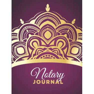Imagem de Hardcover Notary Journal: 8.5x11 Large Notarial Logbook/With 200 Numbered Pages - Two Record Logs Per Page / 400 Records/Decorative Gold Crown on Royal Purple/Ledger Book Gift For Signing Agents