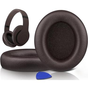 Imagem de SOULWIT Almofadas de Substituição para Beats Studio Pro Fones de Ouvido Sem Fio com Cancelamento de Ruído, Com Couro Proteico Macio, Espuma de Isolamento de Ruído - Castanho profundo