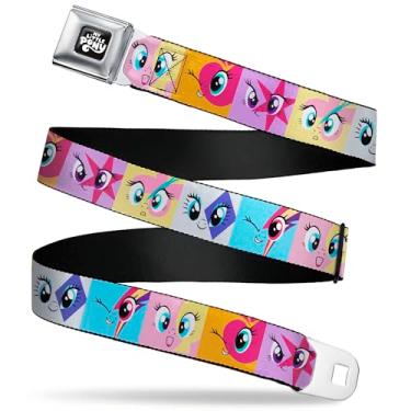 Imagem de Cinto My Little Pony, cinto de fivela de cinto de segurança, My Little Pony Mane Six Cutie Mark Expressions multicolorido, ajustável, Multicor, 1.5" Wide - Fits Pant Size 32-52