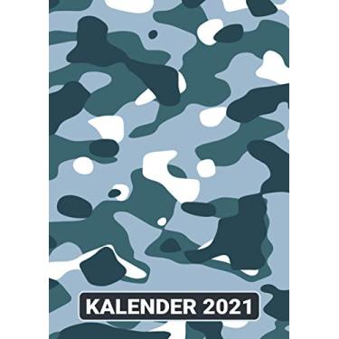 Imagem de Kalender 2021: Woodland Blau Camouflage/Wochenplaner zum notieren, organisieren und planen für das Jahr 2021 in DIN A4. Kalender/Terminkalender / ... / Kontakt- / Geburtstags listen