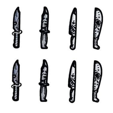 Imagem de Lovezzr 8 peças, logotipo da adaga do personagem anime, ferro em costura, bordado de alta qualidade para jaquetas, mochilas, jeans e roupas, crachá, aplique de sinal, decalque esportivo