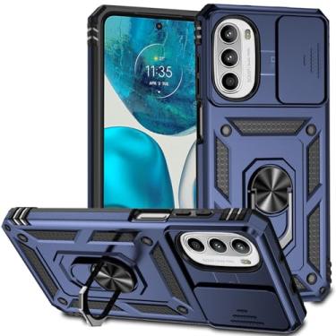 Imagem de Tothedu Capa para Moto G52, Motorola G82 5G XT2225-1 capa com capa deslizante para câmera, anel de rotação de 360° integrado capa magnética à prova de choque para Motorola Moto G52 azul