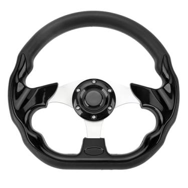 Imagem de Volante de corrida, volante de PU de 13 polegadas com aparência elegante Volante universal para carro Fácil de instalar Volante esportivo para carro para veículo (Preto)