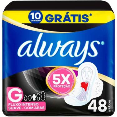 Imagem de Absorvente Always Noturno Suave Tamanho G com Abas 48 Unidades, 48