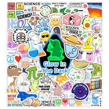 Imagem de 60 adesivos de ciências naturais que brilham no escuro para garrafa de água, decalques engraçados para laptop de laboratório, química, biologia, laboratório, professores, estudantes, adultos,