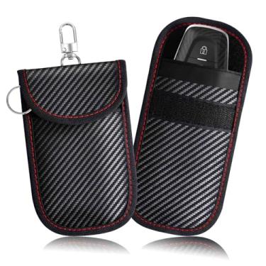 Imagem de BRILLIRARE Pacote com 2 bolsas Faraday para chaveiro, bolsa Faraday para chaves de carro com bloqueio de sinal RFID, protetor de bloqueio de entrada sem chave, capa protetora de gaiola de segurança