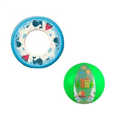 Imagem de Kit Bola Inflável + Boia Infantil Verão Piscina Praia Férias - Mor