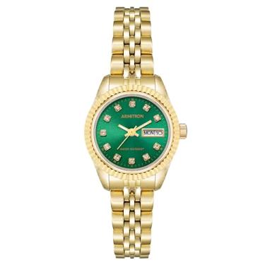 Imagem de Armitron Relógio feminino com cristais Swarovski, 75/2475GNGP, Dourado/verde