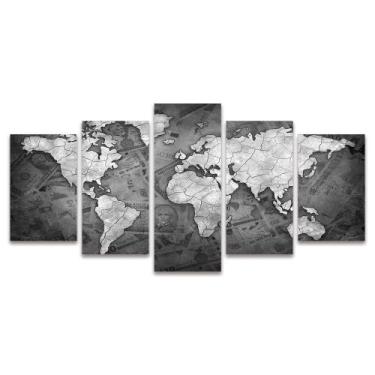 Imagem de Quadro Mosaico Decorativo Mapa Mundi Dolares Mapa Mundi Cinza - Deliqu