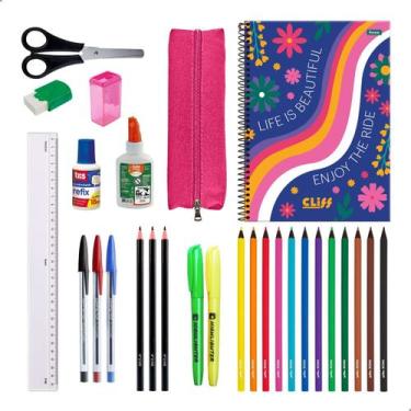 Imagem de Kit Material Escolar Cadernos 15 Matérias + Itens Masculino - Darujo, 