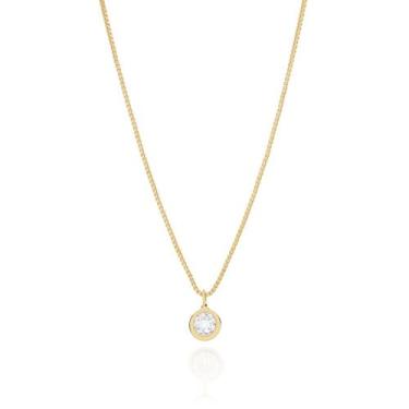 Imagem de Gargantilha com pingente solitário banhada a ouro 18k rommanel coleçao