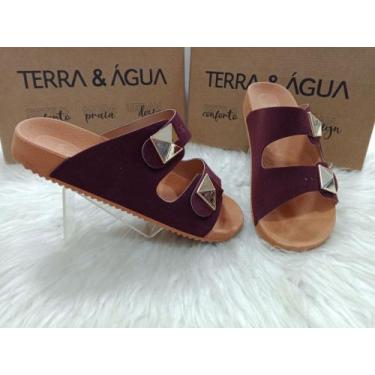 Imagem de Sandália Papete Terra e Água 550201 - Terra e Água.Chinelar, Bordô âmb