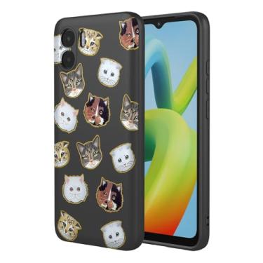 Imagem de KOARWVC Capa de telefone para Redmi A1, capa Redmi A2, 220733SI 23026RN capa fofa design padrão de gato fino protetor macio TPU capa de telefone para Xiaomi Redmi A1 gato preto