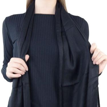 Imagem de Xale Feminino Pashimina Viscose Lisa com Franja 65x170 cm Preto - 0833