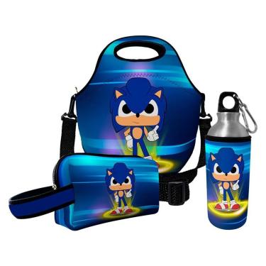 Imagem de Kit Escolar Infantil Lancheira Térmica + Necessaire Plus + Squeeze de Alumínio – ISOPRENE – Me-Unissex