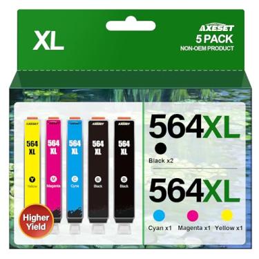 Imagem de AXESET Cartuchos de tinta compatíveis com 564 cartuchos de tinta para impressoras HP DeskJet 3520 3522 PhotoSmart 7520 6520 5520 7525 5514 7510 Officejet 4620 4622 (pacote com 5)