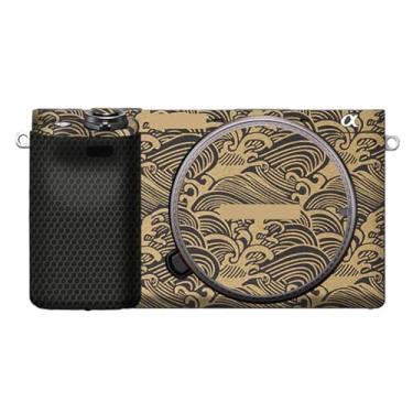 Imagem de JERXTTON Adesivo de capa de câmera para Sony A6400 A6300, película protetora, antiarranhões, decoração e resistência ao desgaste (ouro onda)