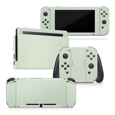 Imagem de Tacky Design Capa clássica de cor sólida verde compatível com Nintendo Switch, película verde clara para adesivos Nintendo Switch, decalque de vinil premium 3M (verde claro)