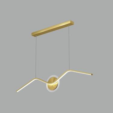 Imagem de Lustre de combinação de metal com curva de anel, arte minimalista, iluminação de teto LED regulável, decoração de bar e restaurante, lustre suspenso, decoração moderna