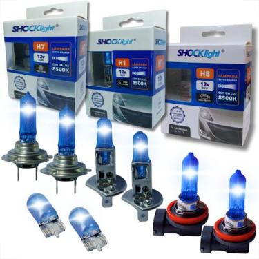 Imagem de Kit par lâmpadas para farol alto baixo milha e lanterna h1 h7 h8 e t10