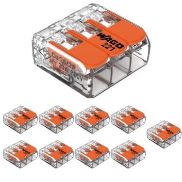 Imagem de 100 Conectores Emenda Cabo Alavanca 4mm 2p - Wago 221-413