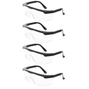 Imagem de trio eyewear Óculos de segurança ajustáveis, hastes de comprimento ajustável, armação leve, lente de policarbonato ultra transparente (4, preto, sem revestimento antiembaçamento)