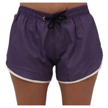 Imagem de Short Moda Praia Relaxado Tactel Neon Feminino Bermuda Lisa, M, F, Vio