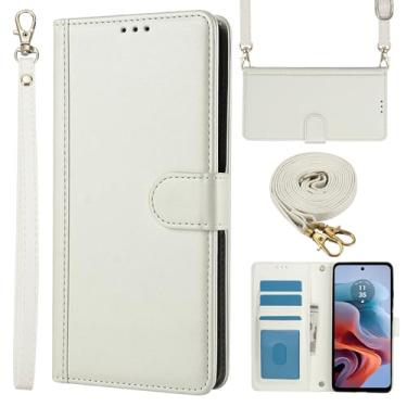 Imagem de Capa carteira de couro para celular Motorola Moto G24 4G (2024) com 3 compartimentos para cartão, 1 compartimento para dinheiro oculto, antiimpressões digitais, fecho magnético e suporte, pulso