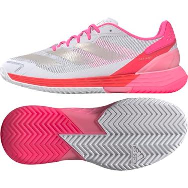 Imagem de adidas Tênis feminino Defiant Speed 2, Branco/champanhe metálico/rosa lúcido, 38